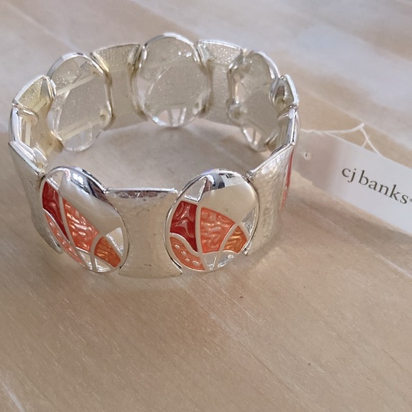 New CJ Banks orange and silver stretchy bracelet - Picture 3 of 4